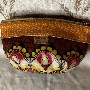 Fossil Key-Per Cosmetic Purse or Storage Patterned with Key Fun Vintage Like New